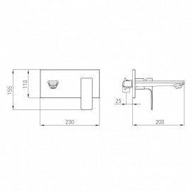 Cмеситель для раковины настенный Volle De la Noche однорычажный черный 10-40-1300-black
