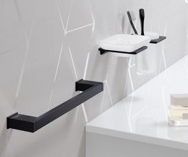 Cтакан для зубних щіток Sonia S-Cube Black настінний білий / чорний 169924