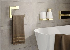 Cтакан для зубных щеток Sonia S7 настенный белый/золото 138395