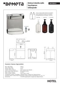 Держатель для дозатора жидкого мыла Bemeta Hotel двойной нержавеющая сталь полированная 146109431