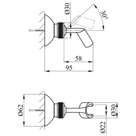 Тримач для ручного душу Kroner KRM C921 метал хром CV009873