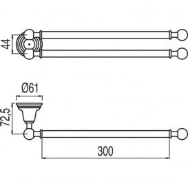 Держатель для полотенец двойной Tres Retro-Tres 30 см настенный металл состаренная латунь матовый 02463608LM