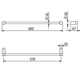 Тримач для рушників Kludi Vela R 60 см брошурований нікель 58979N5
