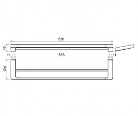 Тримач для рушників Ravak 10° подвійний 63 см латунь чорний матовий X07P562