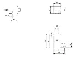 Тримач для ручного душу Villeroy & Boch Universal Showers із шланговим підключенням матове золото TVC00046300076