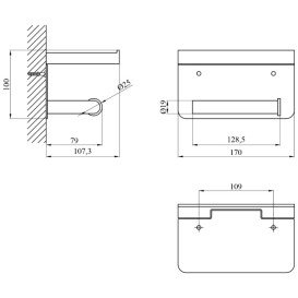 Тримач для туалетного паперу Kroner KRP Graz-SCH3018 з полицею чорний CV035539