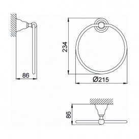 Тримач-кільце для рушників Devit Charlestone латунь хром 8018142