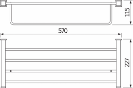 Держатель-полка для полотенец Jika Cubito 570х227 мм хром H3817360040001