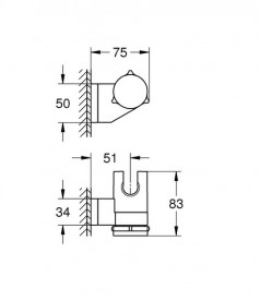 Держатель ручного душа Grohe QuickFix Vitalio Universal регулируемый хром 26183001