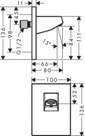 Утримувач верхнього душу Hansgrohe Pulsify пластик шліфована бронза 24139140
