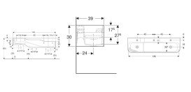 Детская раковина Geberit Bambini 140х39 см с тремя зонами Varicor белый альпийский декор зеленый лес/светло-зеленый 502.976.79.1