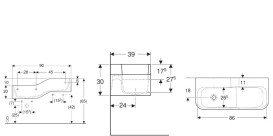 Детская раковина Geberit Bambini 90х39 см с двумя зонами Varicor белый альпийский 502.973.00.2