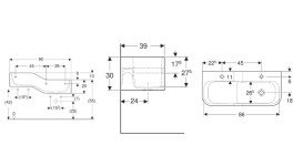 Дитяча раковина Geberit Bambini 90х39 см із двома зонами Varicor білий альпійський декор карміново-червоний/помаранчевий 502.974.FY.1