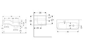 Дитяча раковина Geberit Bambini 90х39 см із двома зонами Varicor білий альпійський декор карміново-червоний/помаранчевий 502.974.FY.2