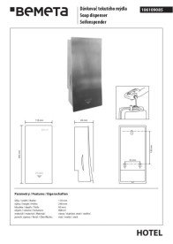 Диспенсер для жидкого мыла Bemeta Hotel 800 мл нержавеющая сталь матовая 106109085