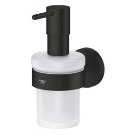 Диспенсер для рідкого мила Grohe Essentials 160 мл з утримувачем метал чорний матовий/матове скло 1022572430