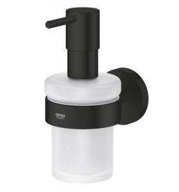 Диспенсер для жидкого мыла Grohe Essentials 160 мл с держателем металл черный матовый/матовое стекло 1022572430
