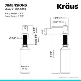 Диспенсер для рідкого мила Kraus латунь/пластик нержавіюча сталь/чорний матовий KSD-53SFSMB