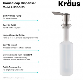 Диспенсер для жидкого мыла Kraus Savan нержавеющая сталь KSD-51SS