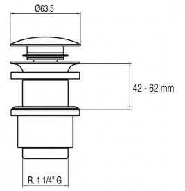 Донний клапан для дерев'яної раковини Tres герметичний Click-Clack хром 13494110