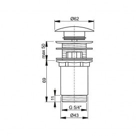 Донний клапан для раковини AlcaРlast Click-Clak з великою кришкою чорний матовий A392BLACK