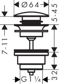 Донный клапан для раковины и биде Hansgrohe Axor Push-Open матовый черный 51300670