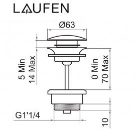 Донный клапан для раковины Laufen Automatic Clic 1¼'' матовая нержавеющая сталь с PVD-покрытием H3709890901041