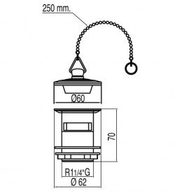 Донный клапан для раковины Tres с пробкой на цепочке хром 13474320