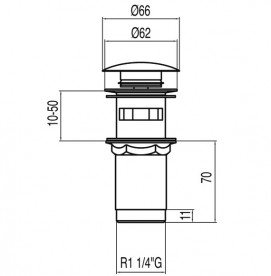 Донный клапан для раковины Tres с водосливом Click-Clack хром 13454160