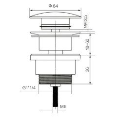 Донный клапан для раковины VBI click-clack латунь графит VBI-059000GR