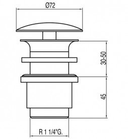 Донний клапан для вільної раковини Tres хром 13424020