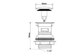 Донный клапан McAlpine для раковины с переливом click-clack 1¼ латунь хром CW60CB