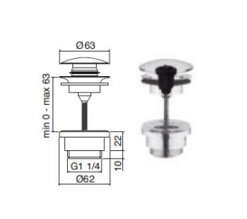 Донный клапан Treemme Vela Click-Clack хром RTSA117CC