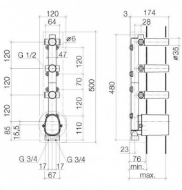 Прихована частина термостата Dornbracht Xtool з 3 вентилями хром 35 546 970-90