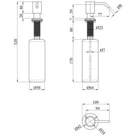 Дозатор для миючого засобу Kroner KRP Spender SCH049 врізний 480 мл чорний CV030014