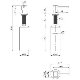 Дозатор для миючого засобу Kroner KRP Spender SCH054 врізний 480 мл чорний CV030015