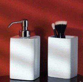 Дозатор для рідкого мила Flab Combi настільний композитний матеріал / метал білий / хром 109 / D