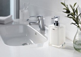 Дозатор для рідкого мила Roca Ice настільний скло білий A816861009