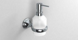 Дозатор для жидкого мыла Sonia Genoa настенный с держателем матовое стекло/латунь хром 107599