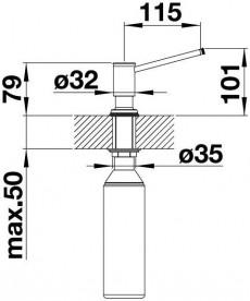 Дозатор рідкого миючого засобу BLANCO LIVIA вбудовується в кухонну мийку манган 521293