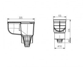 Дождеприемник MCH с вертикальным выпуском полипропилен серый 325 Es