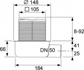Дренажний трап для душу TECEdrainpoint S S50 низький з горизонтальним виходом нержавіюча сталь / пластик 3601050