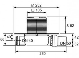 Дренажний трап для душу TECEdrainpoint S S110 низький з горизонтальним виходом нержавіюча сталь / пластик 3601100