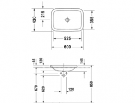 Раковина для ванной встраиваемая Duravit коллекция DuraStyle белая 0372600000