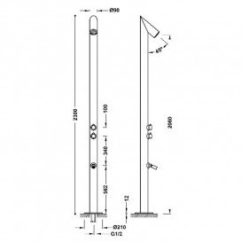 Душ для сада или бассейна Tres Public Spaces нержавеющая сталь 13499501