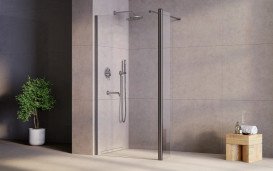 Душевая боковая стенка Besco Eco-N Flex 30х195 см подвижная оружейный металл/прозрачное стекло PEFGM30-195C