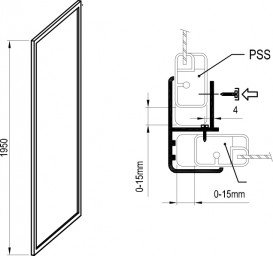 Душова бічна стінка Ravak Supernova PSS 90х195 см профіль білий/скло Grape 940701O2Z1