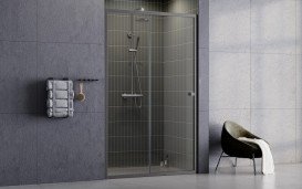 Душові двері Besco Duo Slide 110х195 см розсувна збройовий метал/прозоре скло DDSGM-110