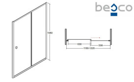 Душові двері Besco Duo Slide 120х195 см розсувні чорний матовий/прозоре скло DDSB-120