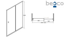 Душові двері Besco Duo Slide 130х195 см розсувна глянсовий хром/прозоре скло DDS-130